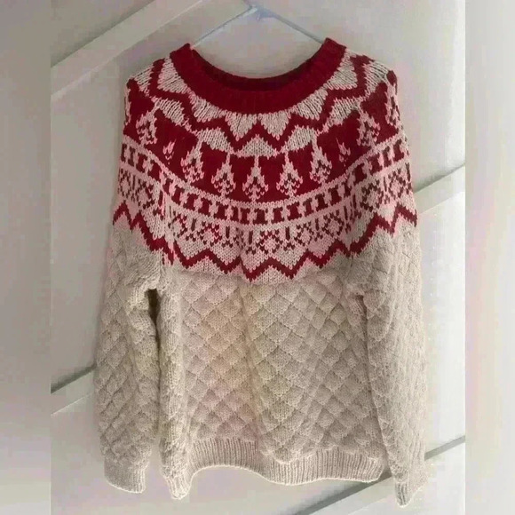 Industry Oversized  Chunky Bulky Sweater Vintage Style New Wool Blend size L - Picture 3 of 14